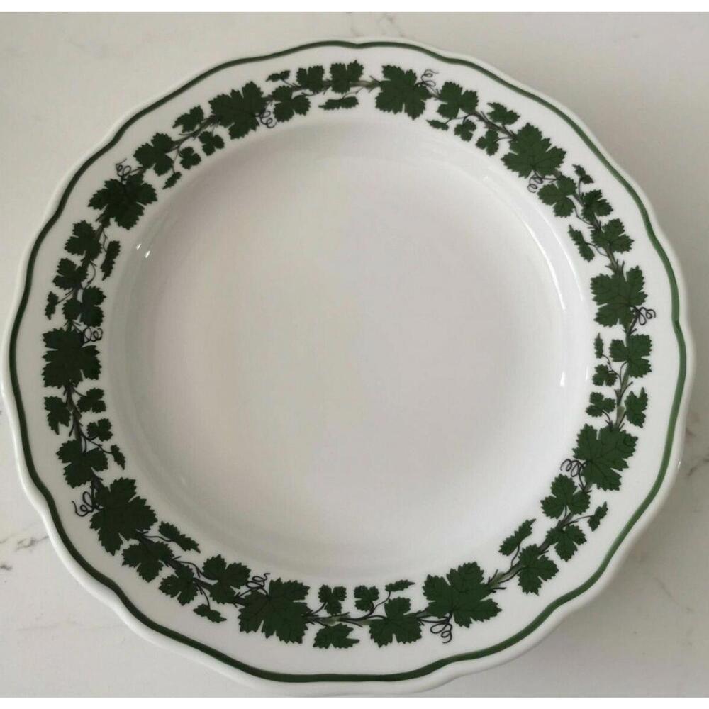 Rare Meissen Green Leaf Ivy Vine Bread Plate Mint 1934 Crossed Swords 7 7/8"